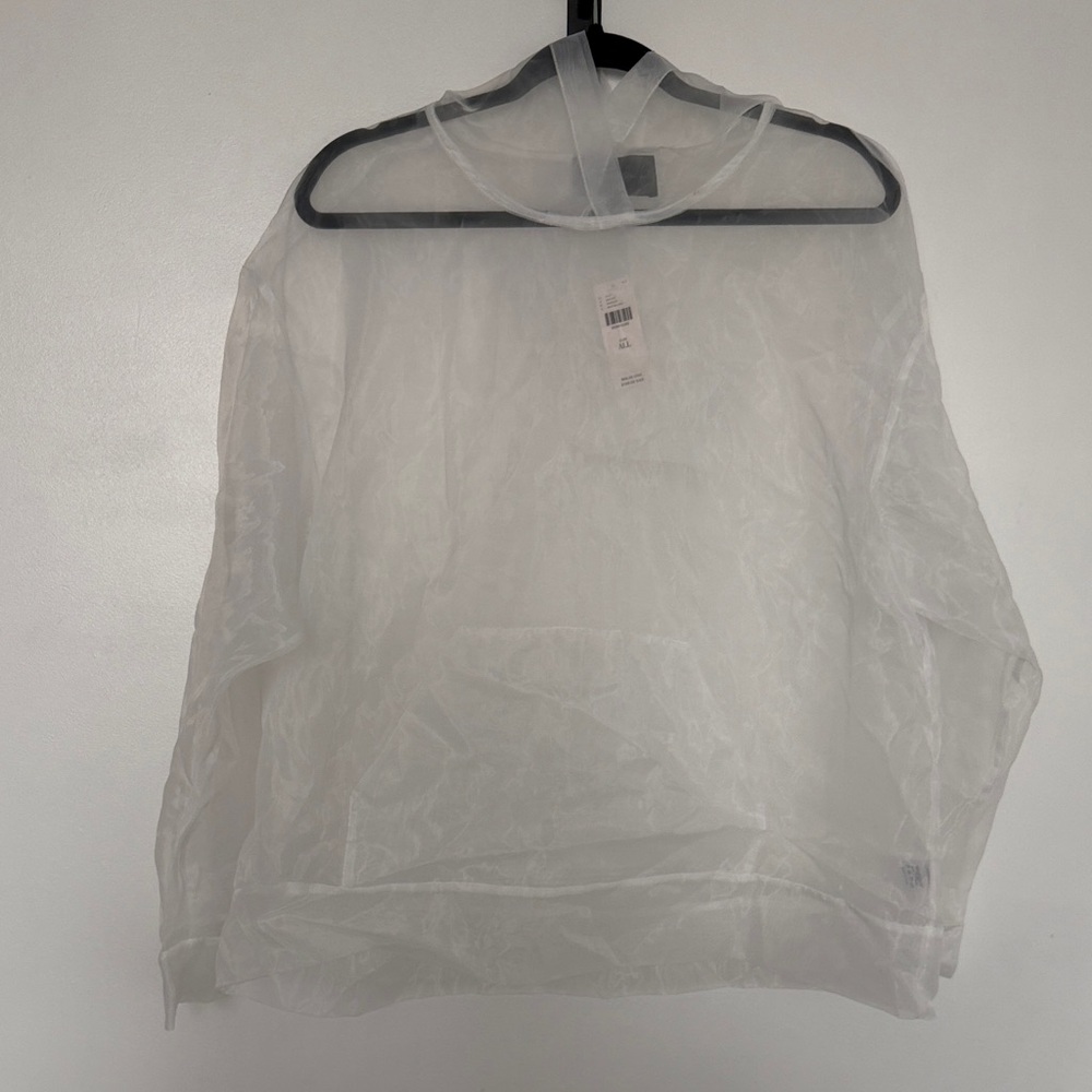 Anthropologie Sheer White Organza Pullover Hooded Top - Picture 2 of 10